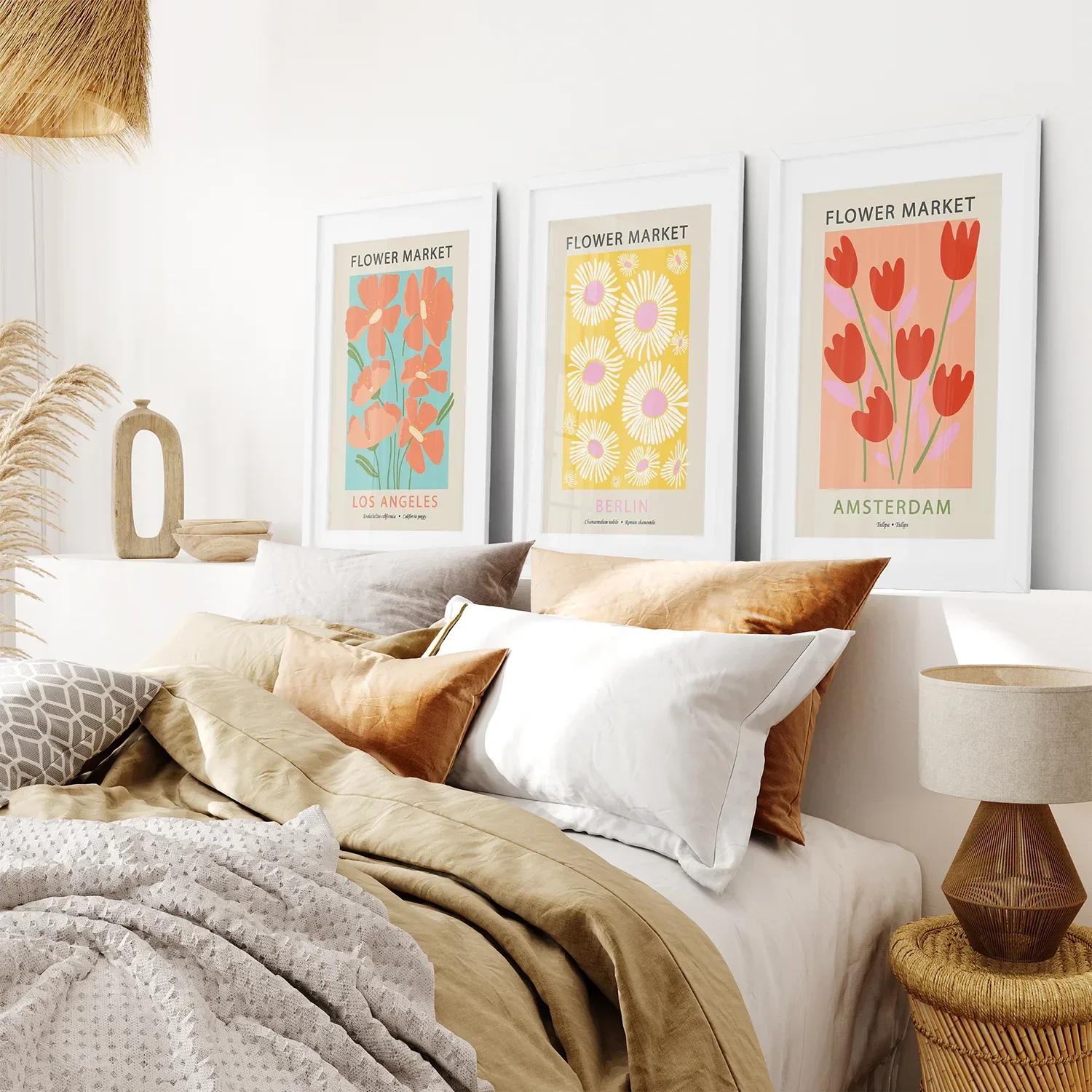3 Piece Botanical Boho Art Set. Flower Market Theme - Image 5
