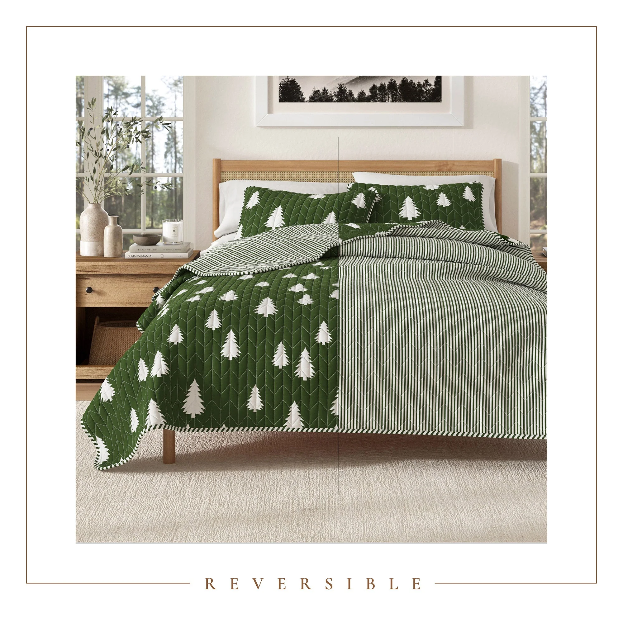 3 Piece Lodge Printed Quilt - Arrowhead - Image 4