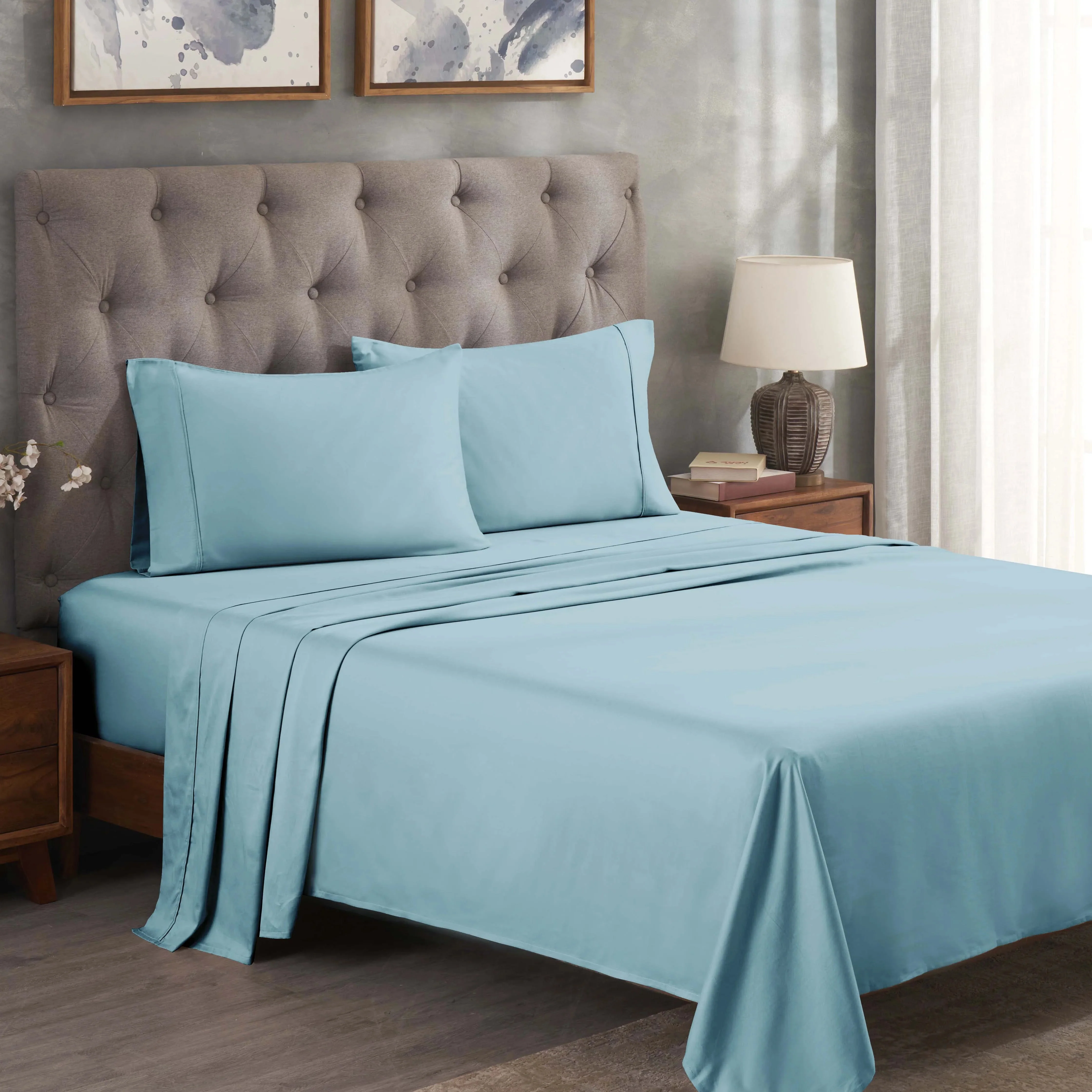 300 Thread Count Egyptian Cotton Sateen Bed Sheet Set - Image 13