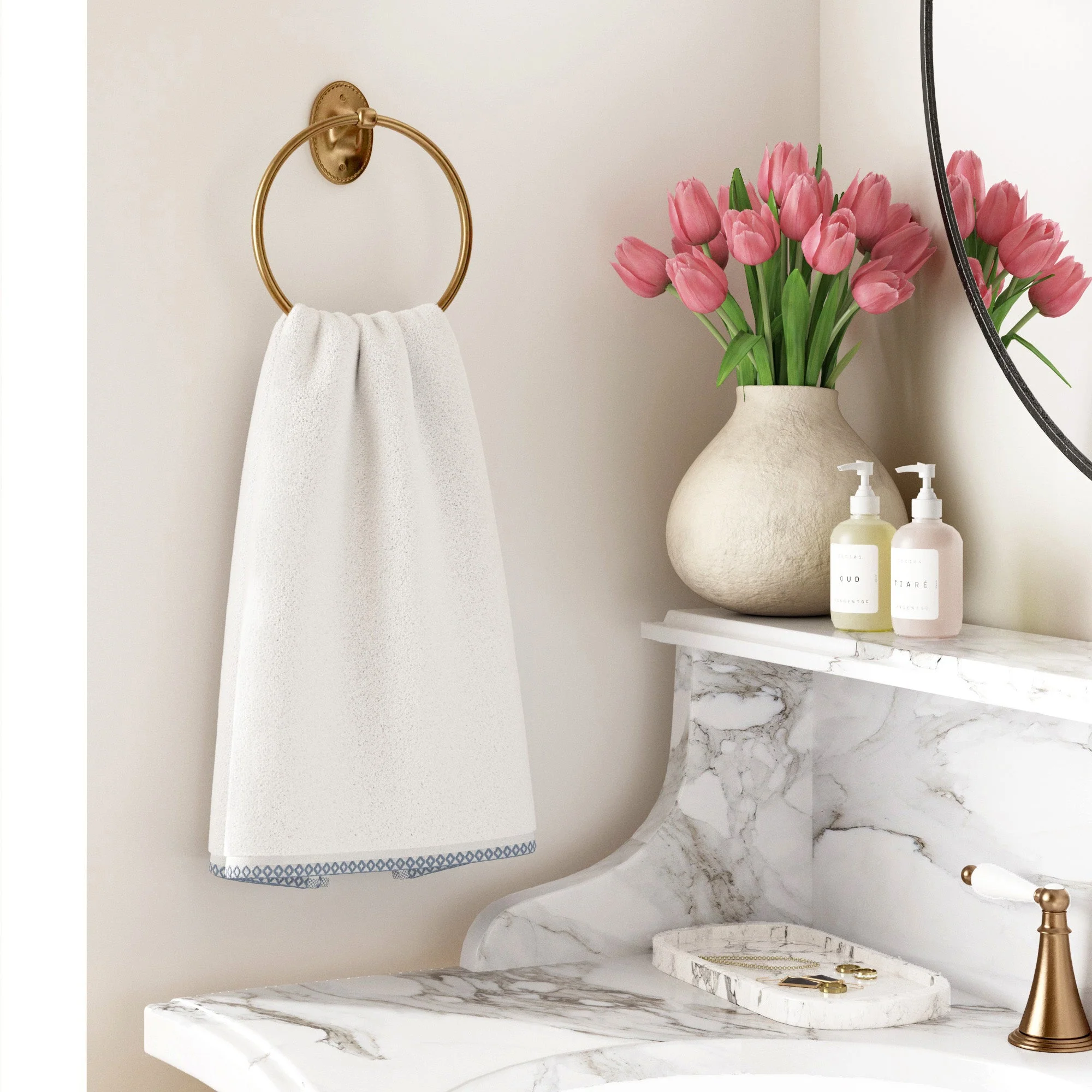 Cotton Border-Stitched 6-Piece Towel Set - Valery Collection - Image 63