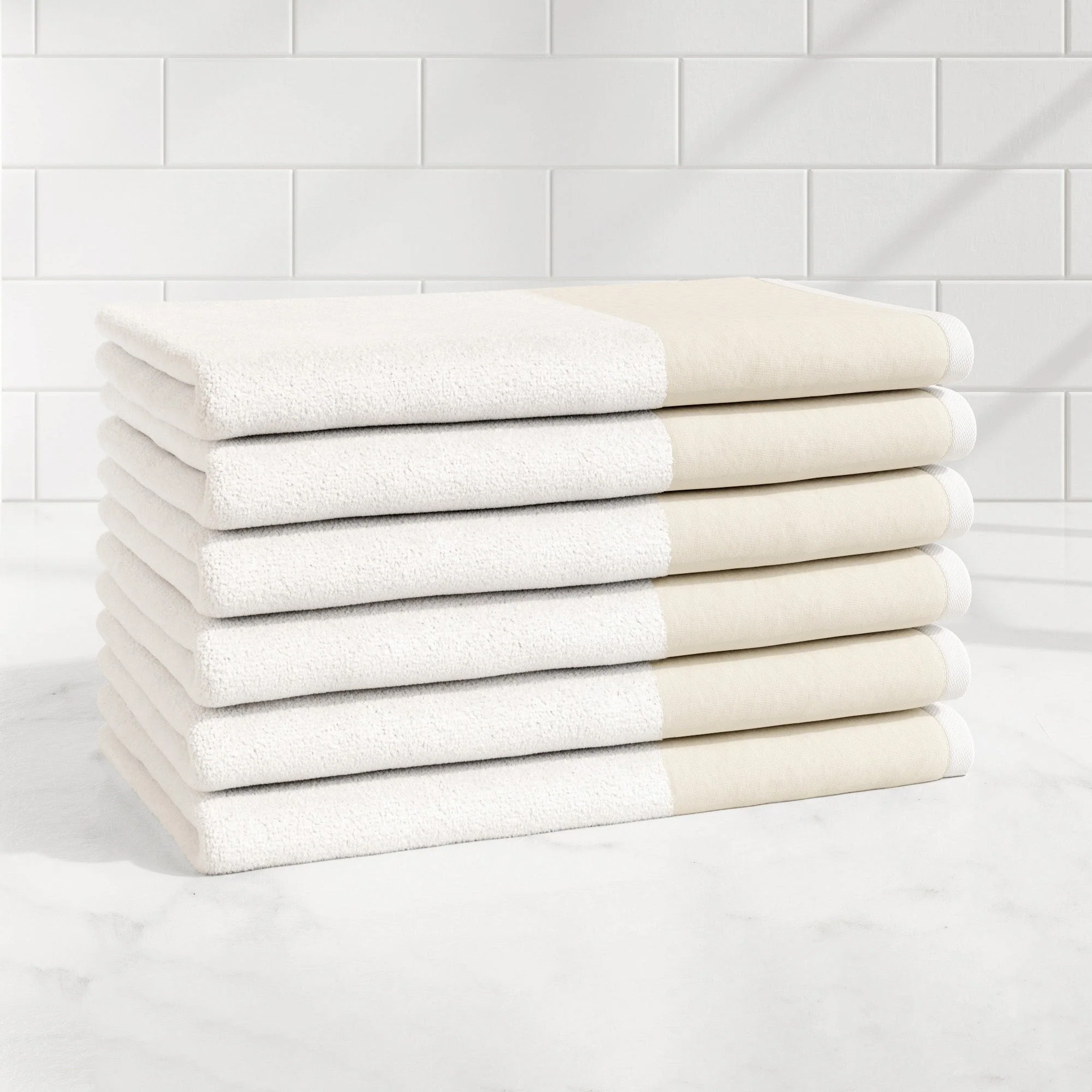 Cotton Linen-Like Border 6-Piece Towel Set - Priya Collection - Image 13