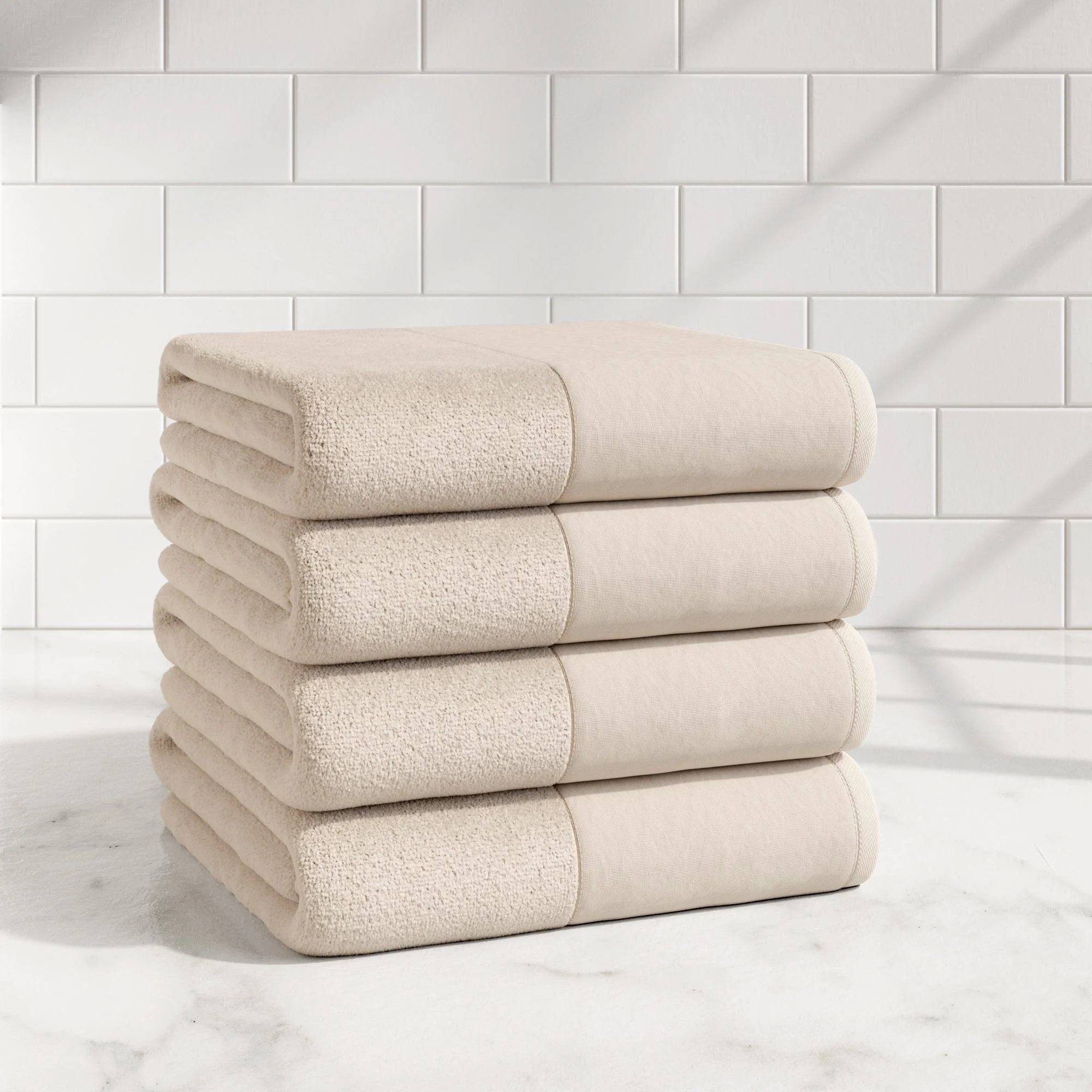 Cotton Linen-Like Border 6-Piece Towel Set - Priya Collection - Image 25