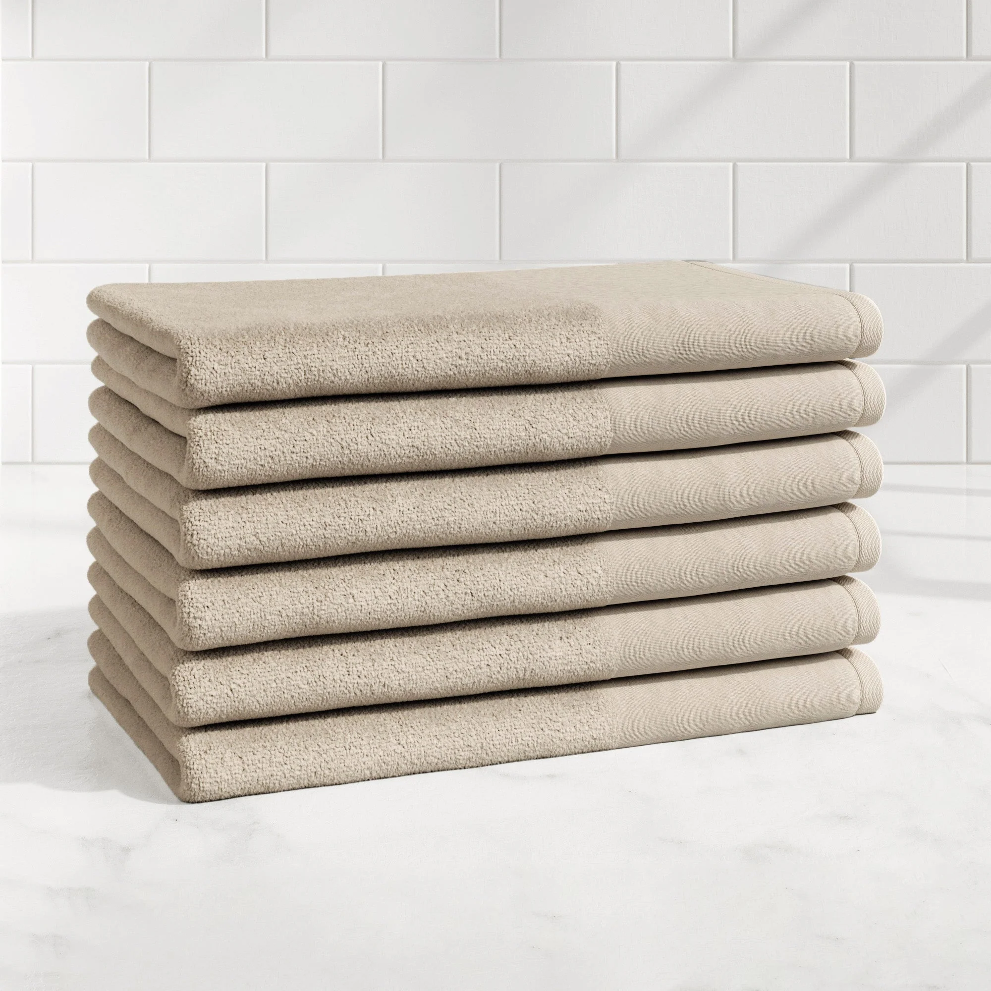 Cotton Linen-Like Border 6-Piece Towel Set - Priya Collection - Image 31