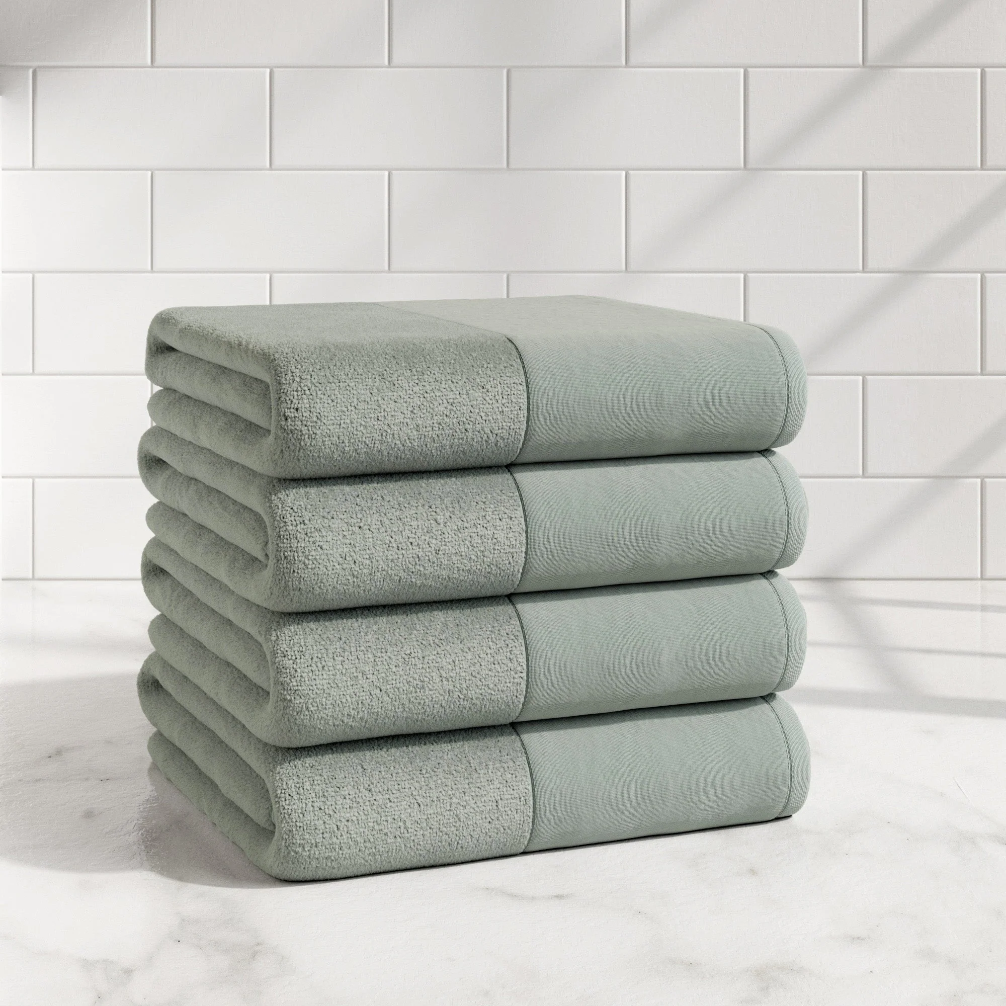 Cotton Linen-Like Border 6-Piece Towel Set - Priya Collection - Image 43