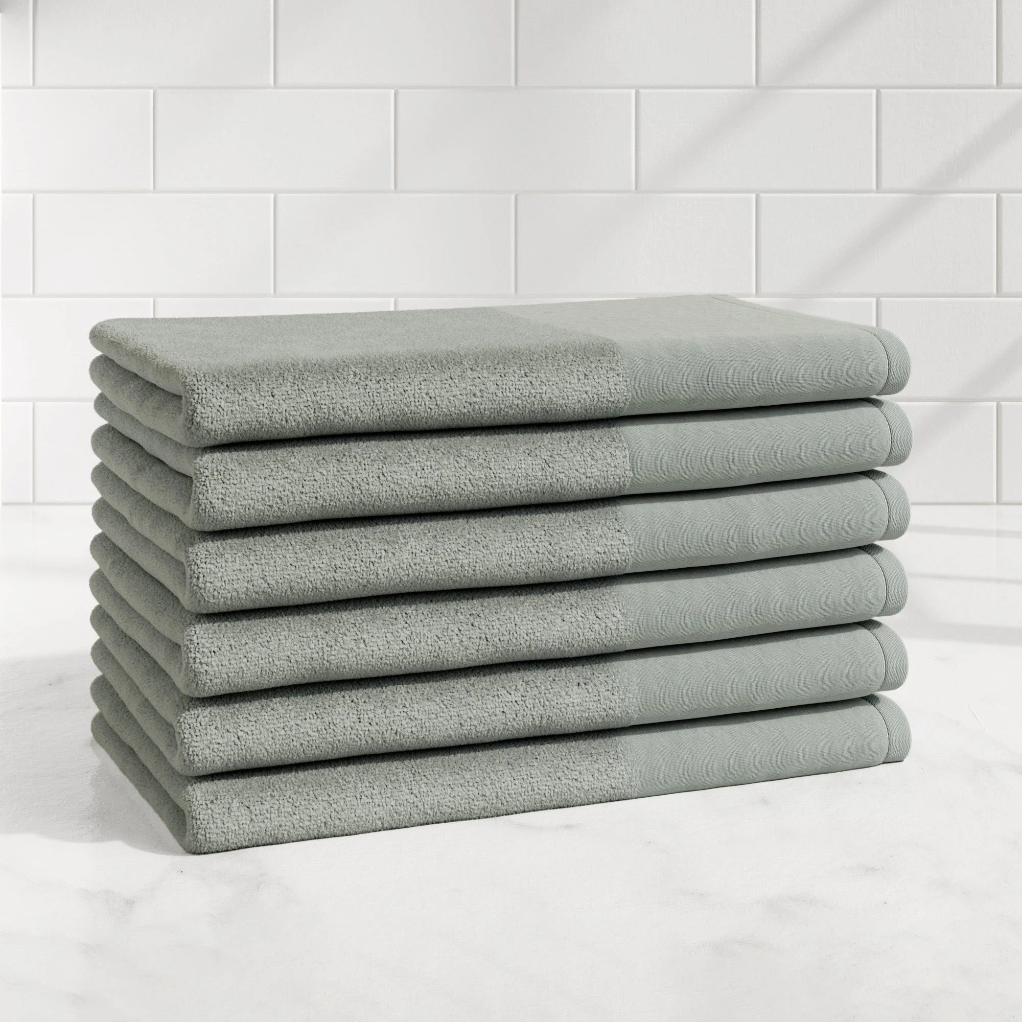 Cotton Linen-Like Border 6-Piece Towel Set - Priya Collection - Image 49