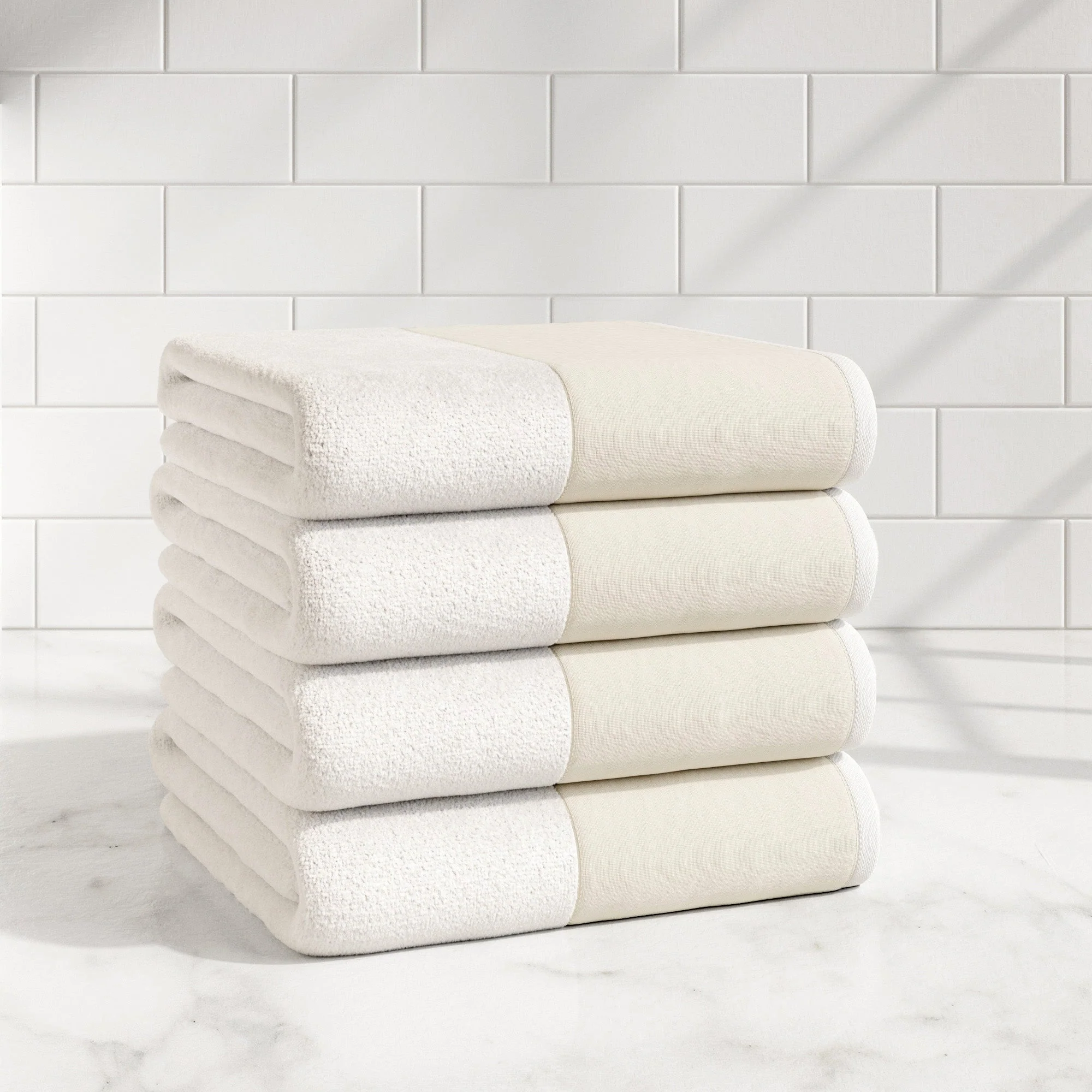 Cotton Linen-Like Border 6-Piece Towel Set - Priya Collection - Image 7