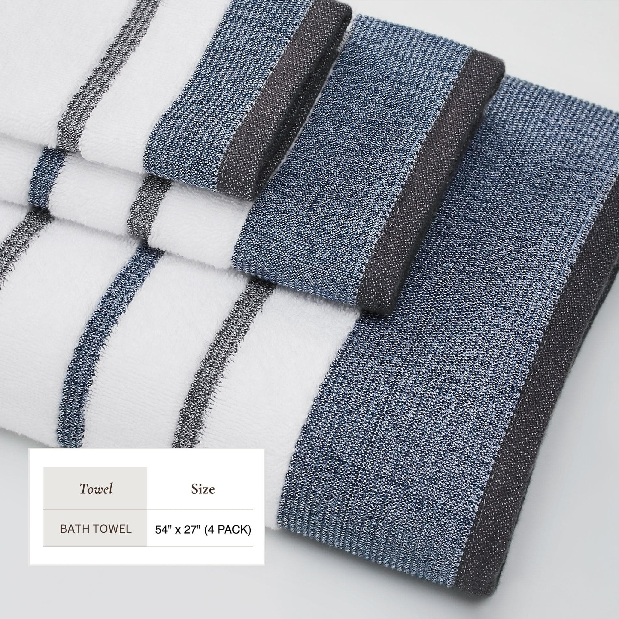 Decorative Cotton Stripe Bath Towel Set - Noelle Collection - Image 205