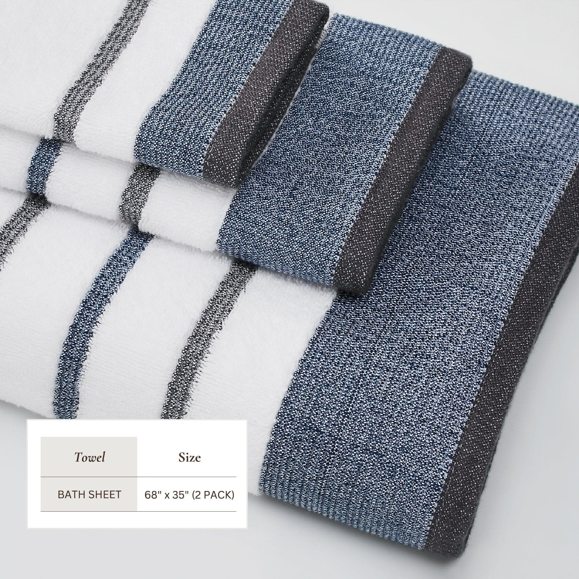 Decorative Cotton Stripe Bath Towel Set - Noelle Collection - Image 211