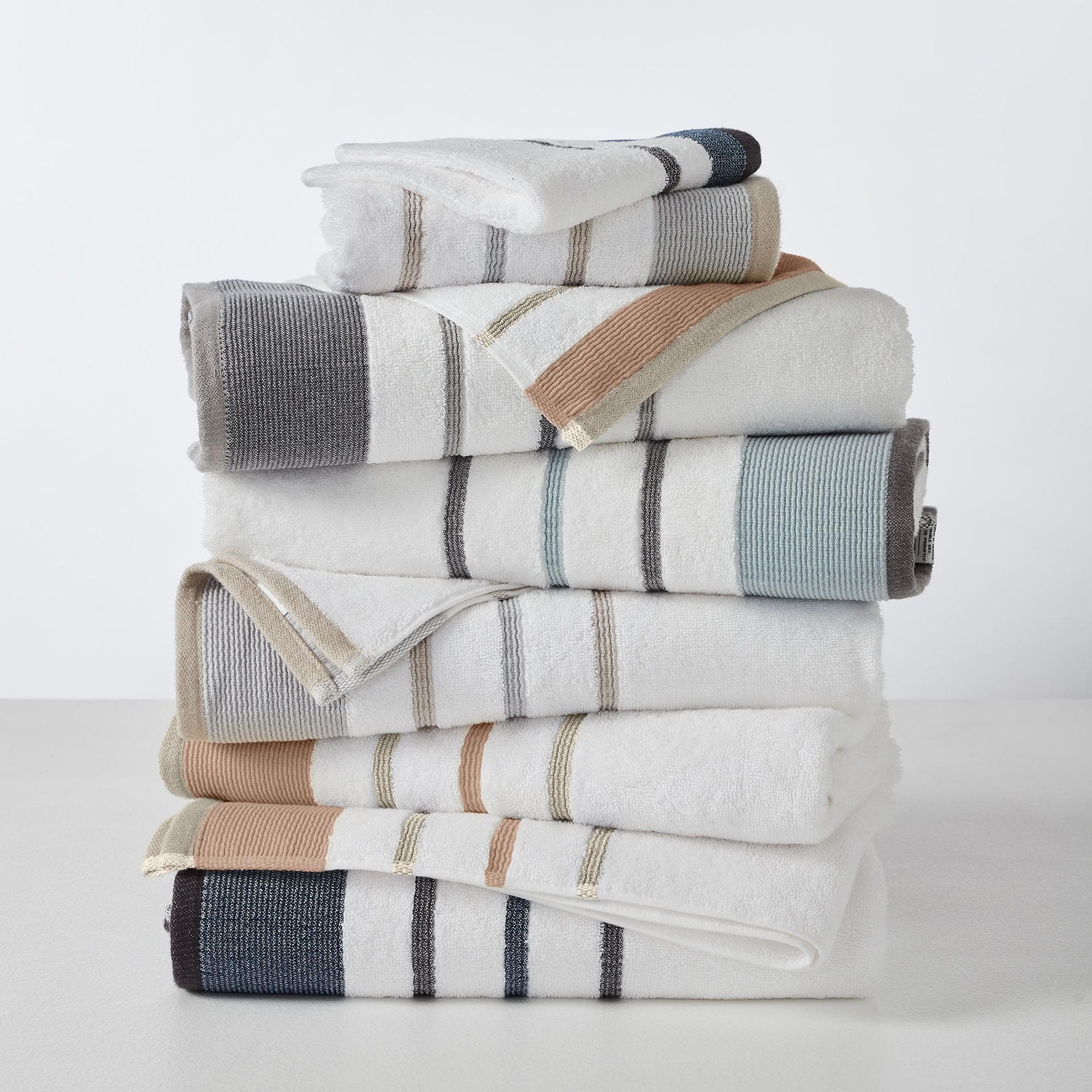 Decorative Cotton Stripe Bath Towel Set - Noelle Collection - Image 86