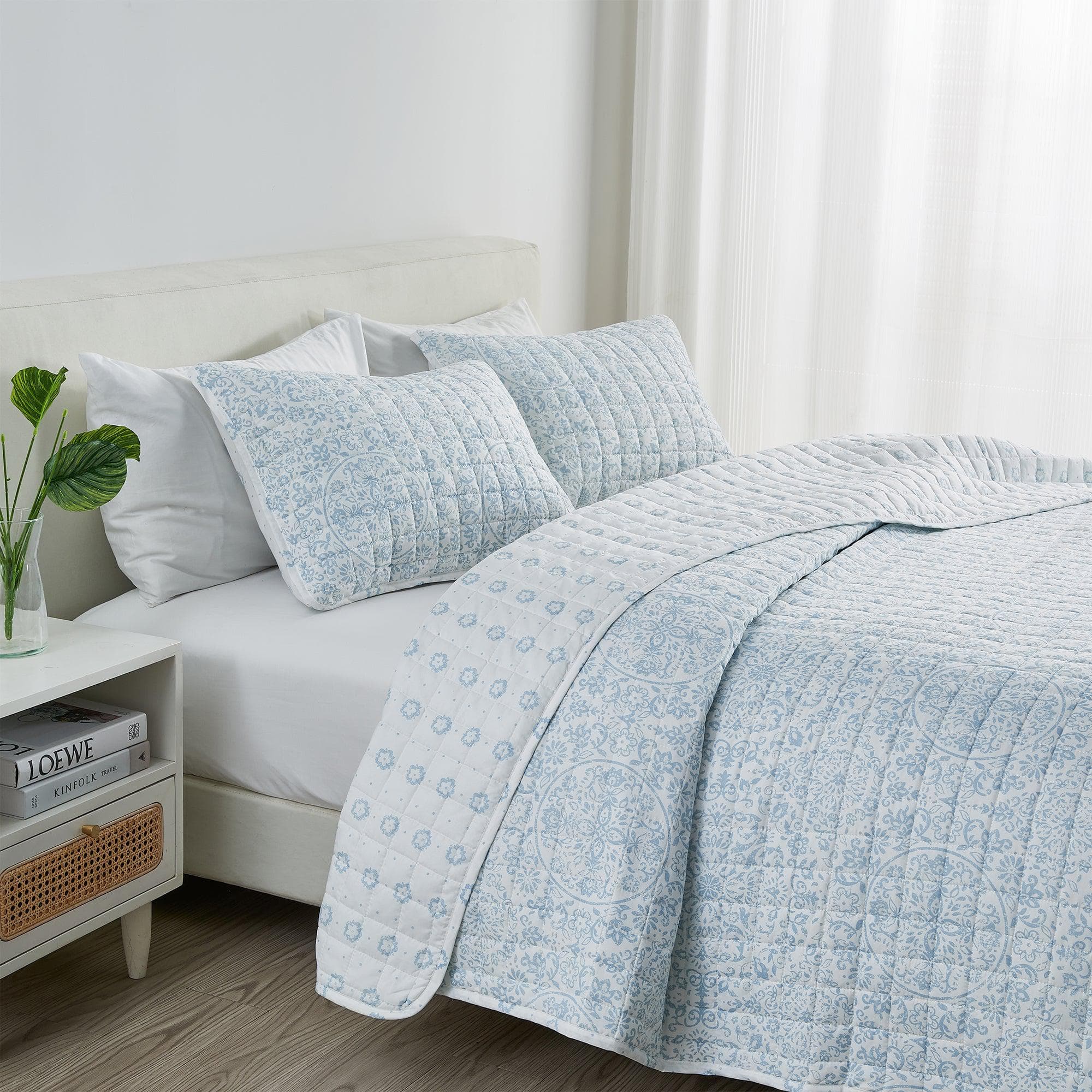 Floral Medallion Printed Microfiber Quilt Set - Kaleigh Collection - Image 9