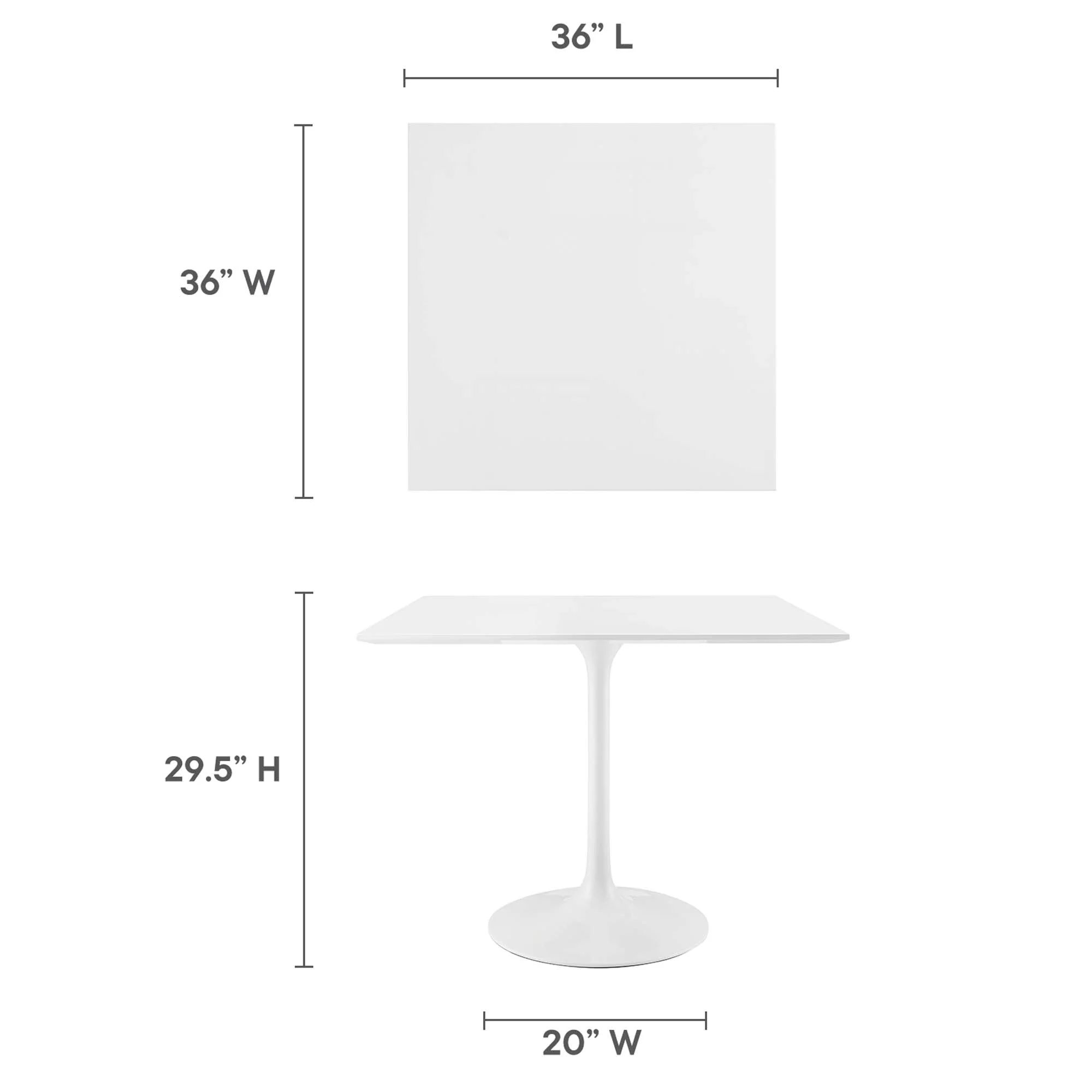 Lippa 36" Square Wood Dining Table by Modway - Image 3
