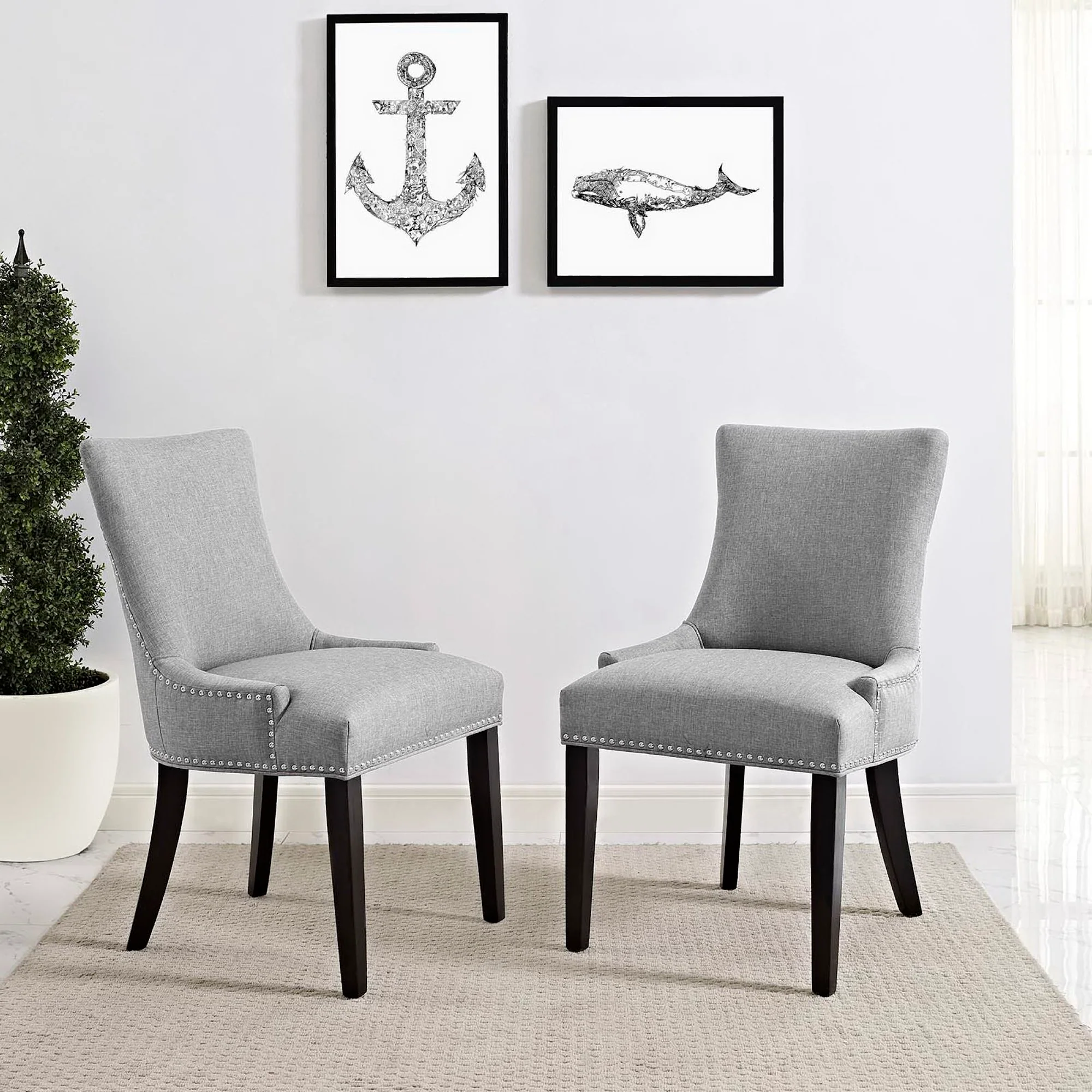 Marquis Fabric Dining Side Chair Set of 2 by Modway - Image 5