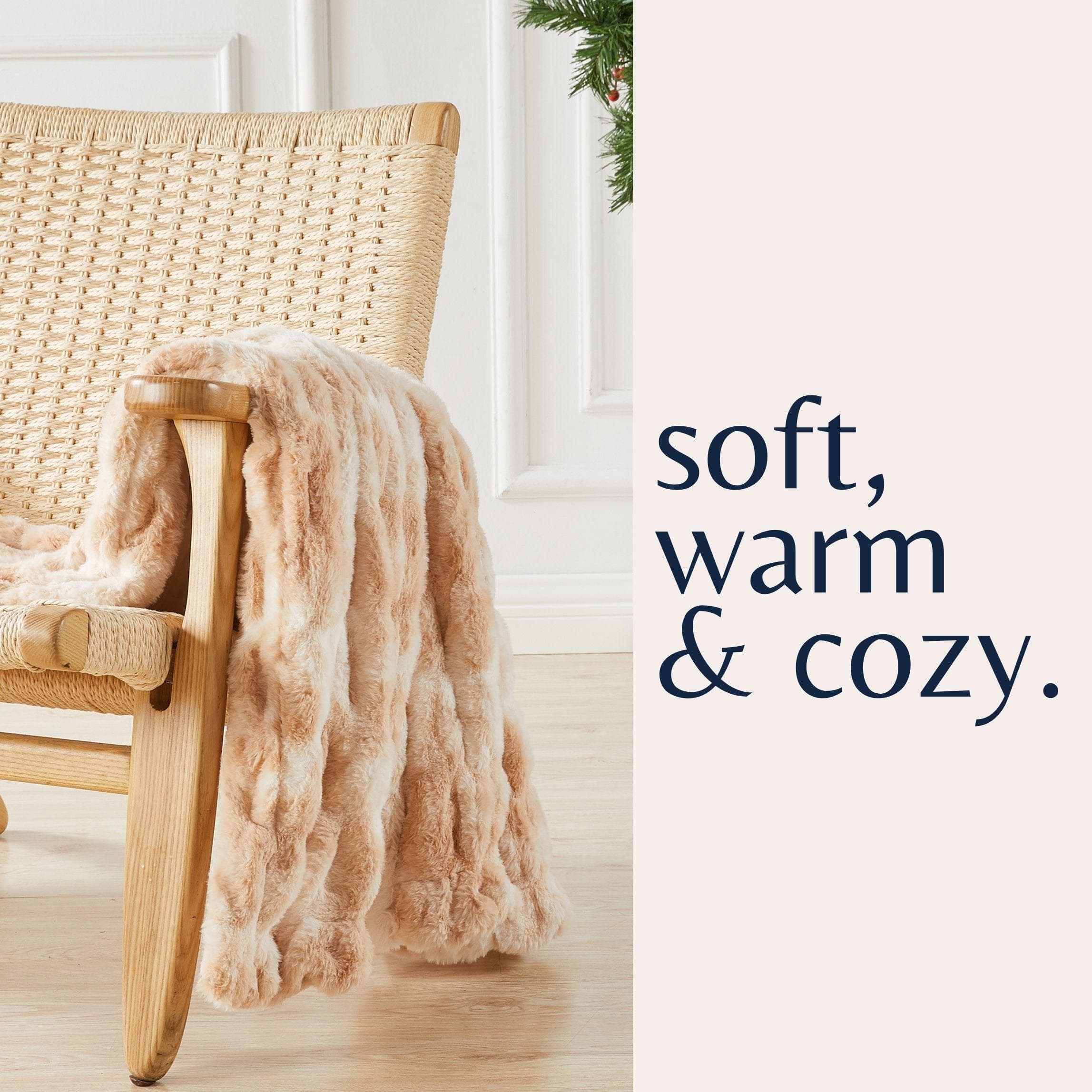 Ruched Faux Fur Throw Blanket - Alondra Collection - Image 36