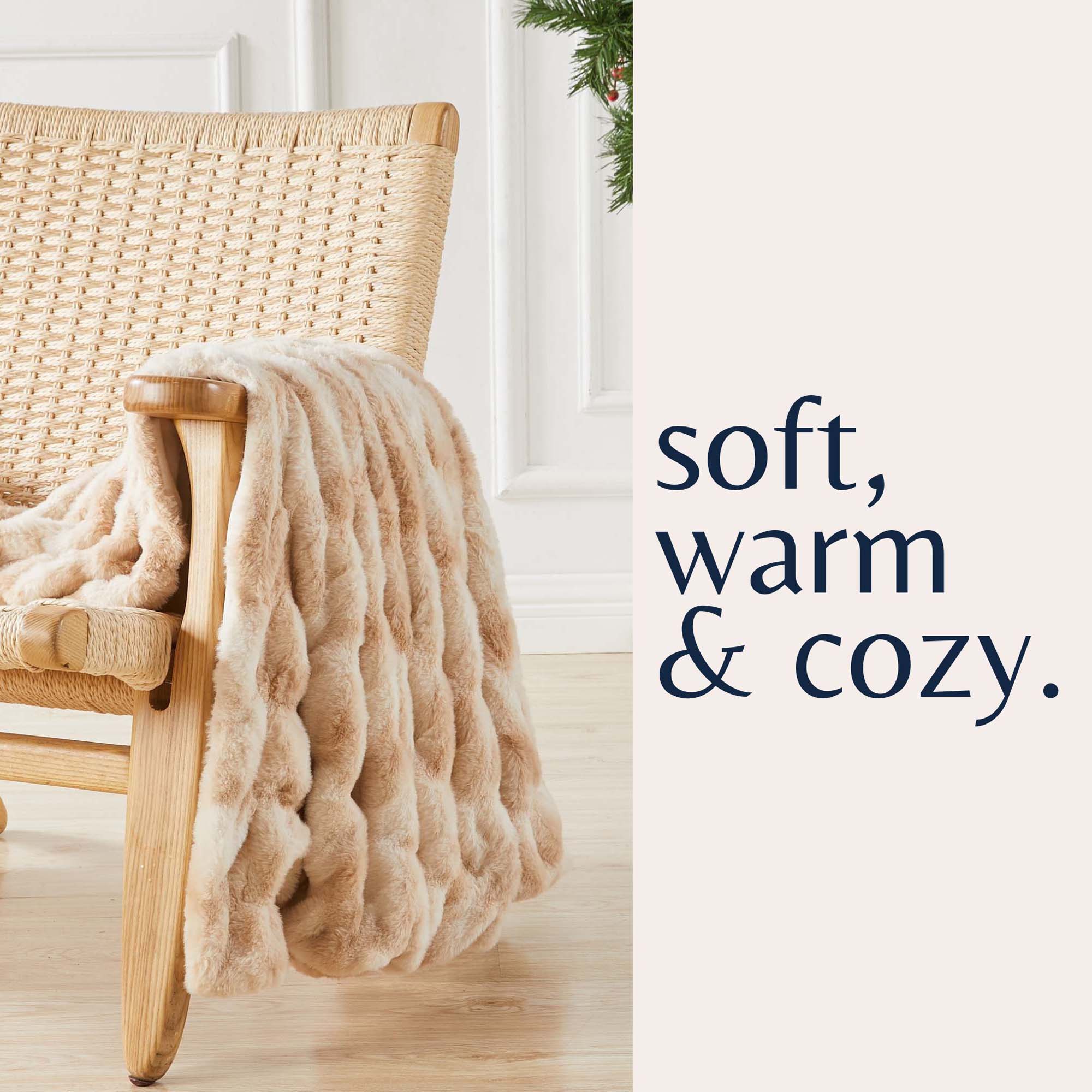 Ruched Faux Fur Throw Blanket - Alondra Collection - Image 42