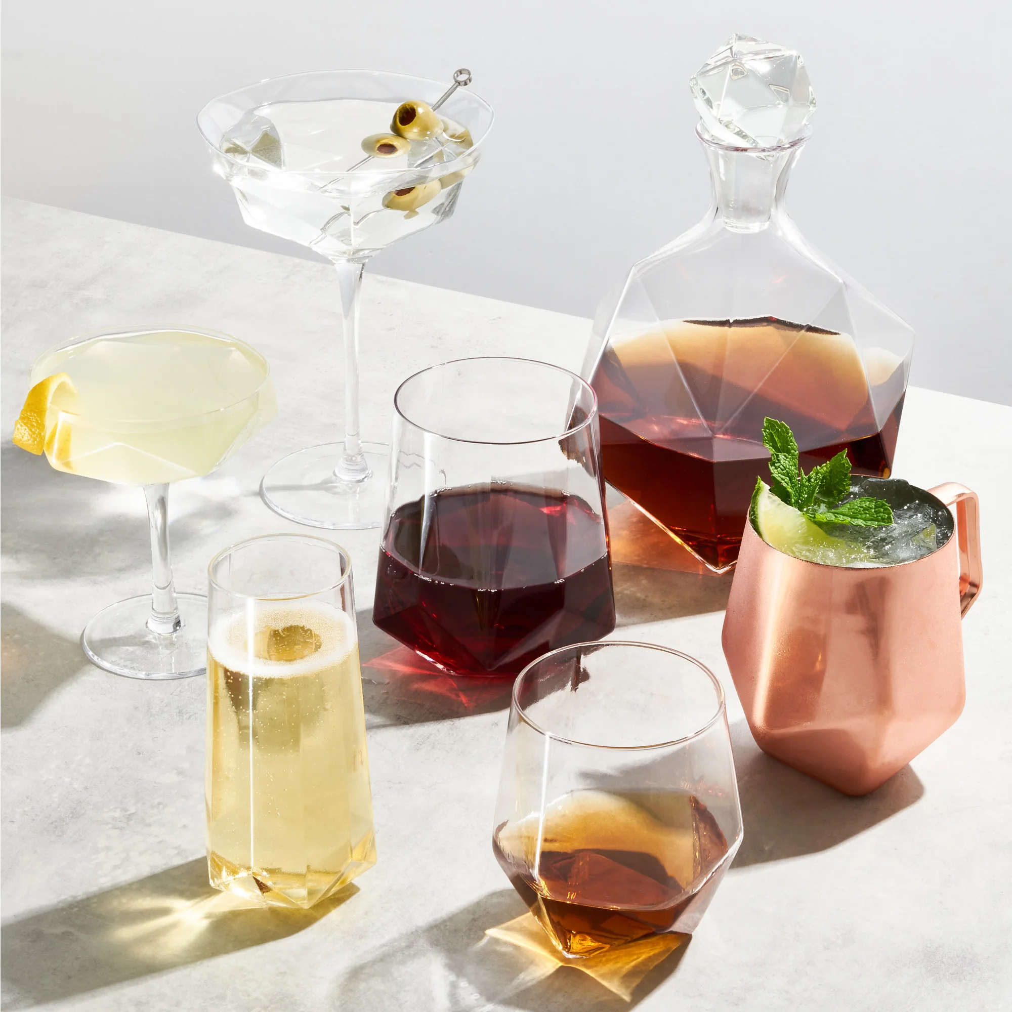 Seneca faceted crystal martini glasses viski® - Image 3
